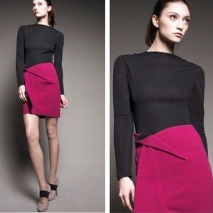 Roland Mouret Fuschia Purple Wool Runway Souvik Asymmetrical Skirt Sz 4 Like New